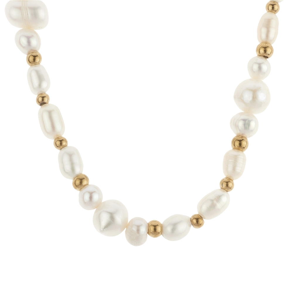 Over & Over Gold Stainless Steel Pearl & T-Bar Necklace Set