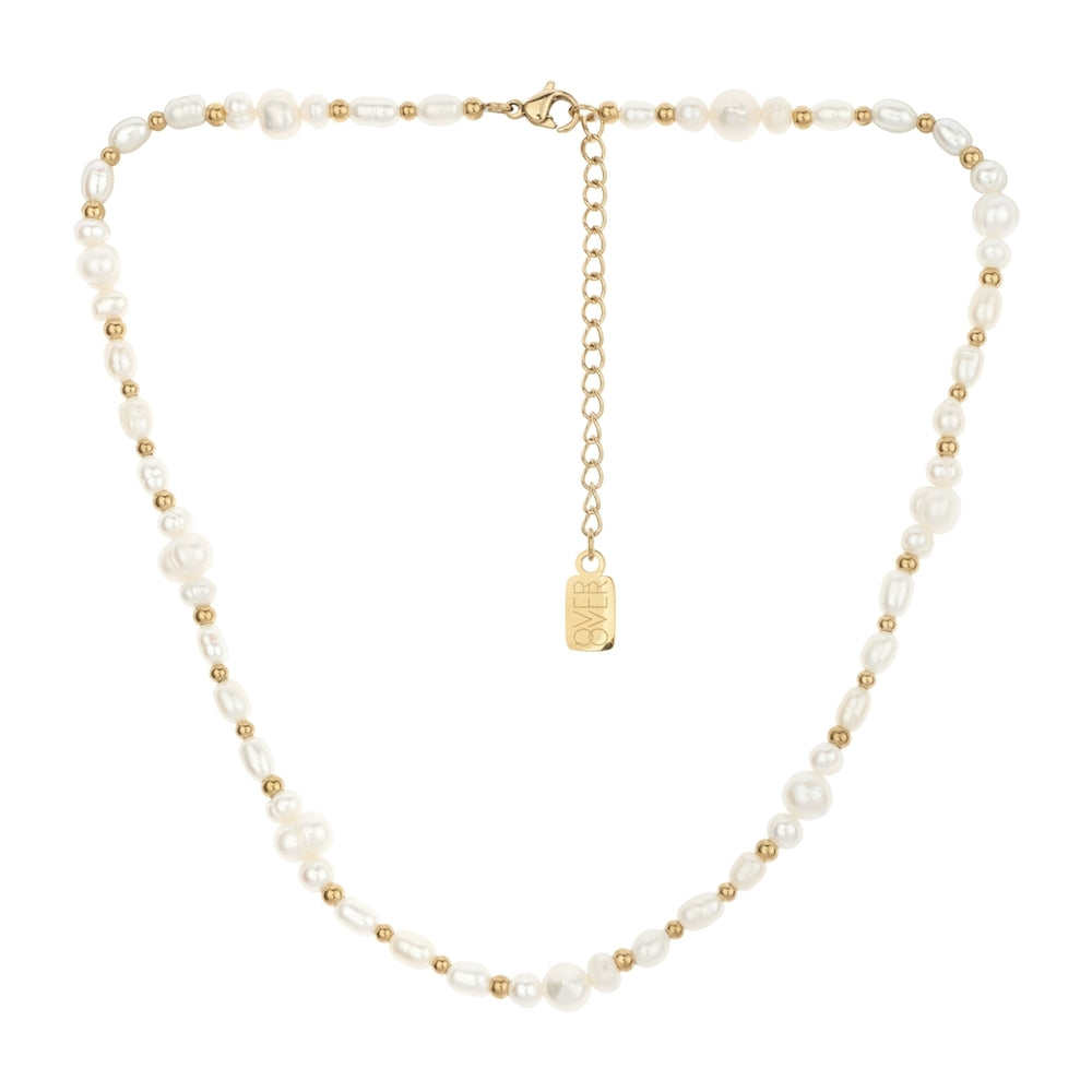 Over & Over Gold Stainless Steel Pearl & T-Bar Necklace Set