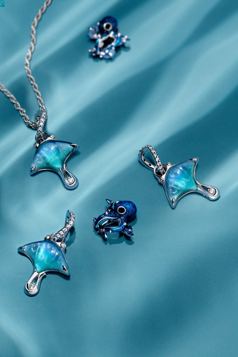 Pandora Silver Blue Octopus Charm