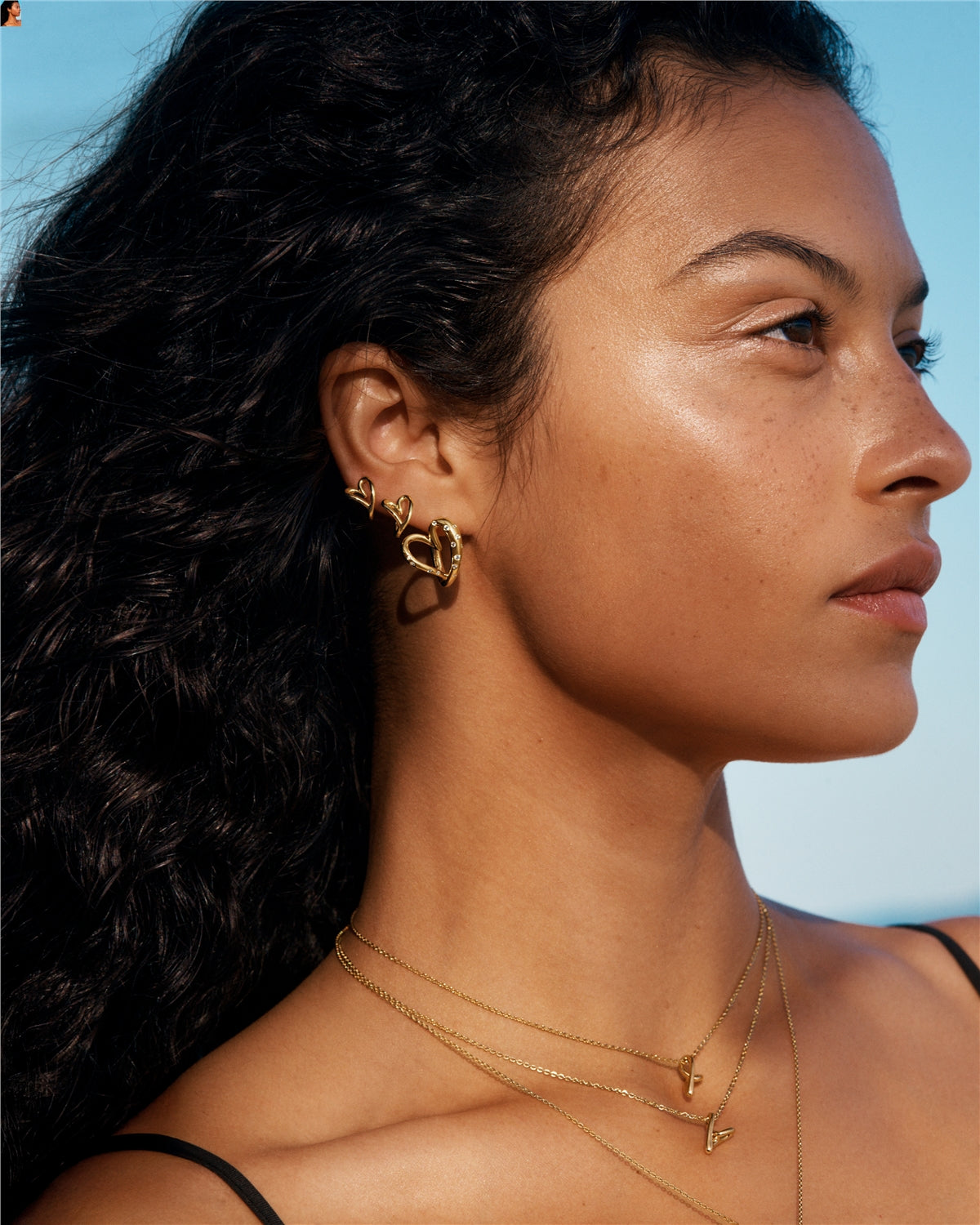 Pandora Gold Organically Shaped Stone-Set Heart Hoop Earrings