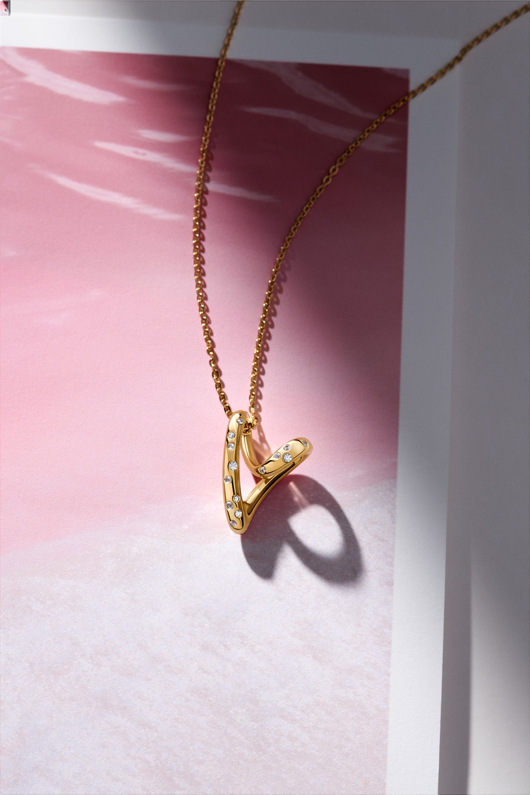 Pandora Gold Organically Shaped Stone-Set Heart Pendant Necklace