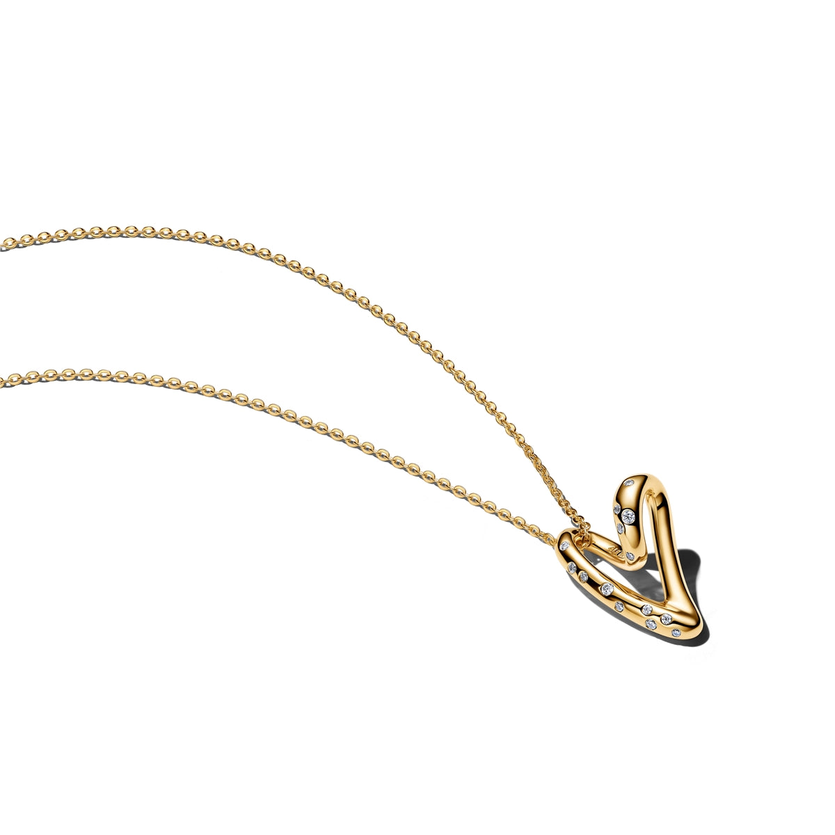 Pandora Gold Organically Shaped Stone-Set Heart Pendant Necklace