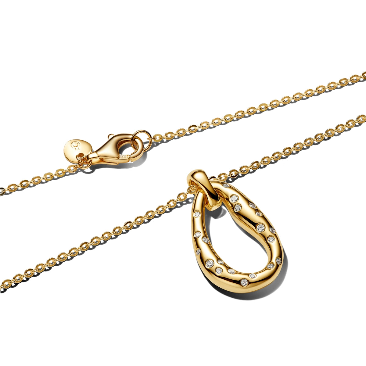 Pandora Gold Organically Shaped Stone-Set Pendant Necklace