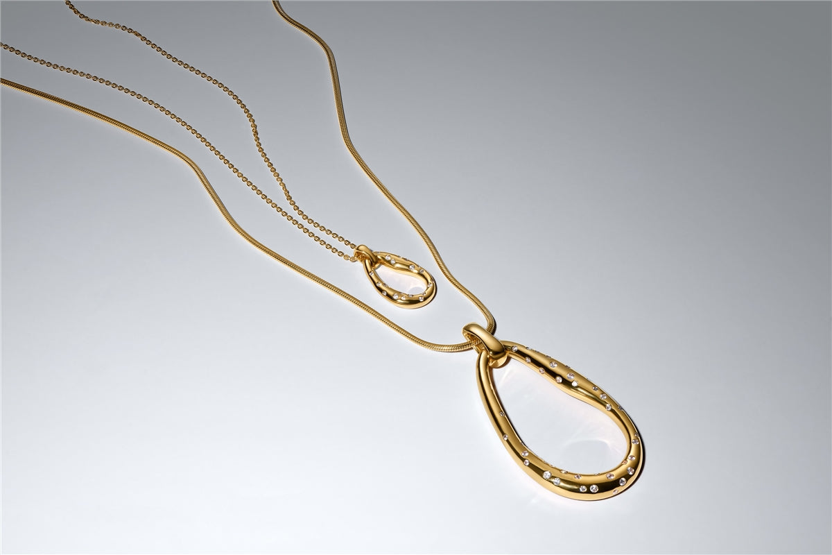 Pandora Gold Organically Shaped Stone-Set Pendant Necklace