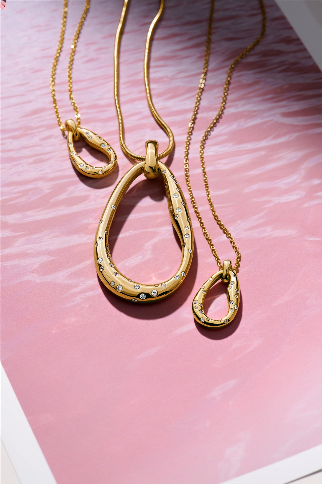 Pandora Gold Organically Shaped Stone-Set Pendant Necklace