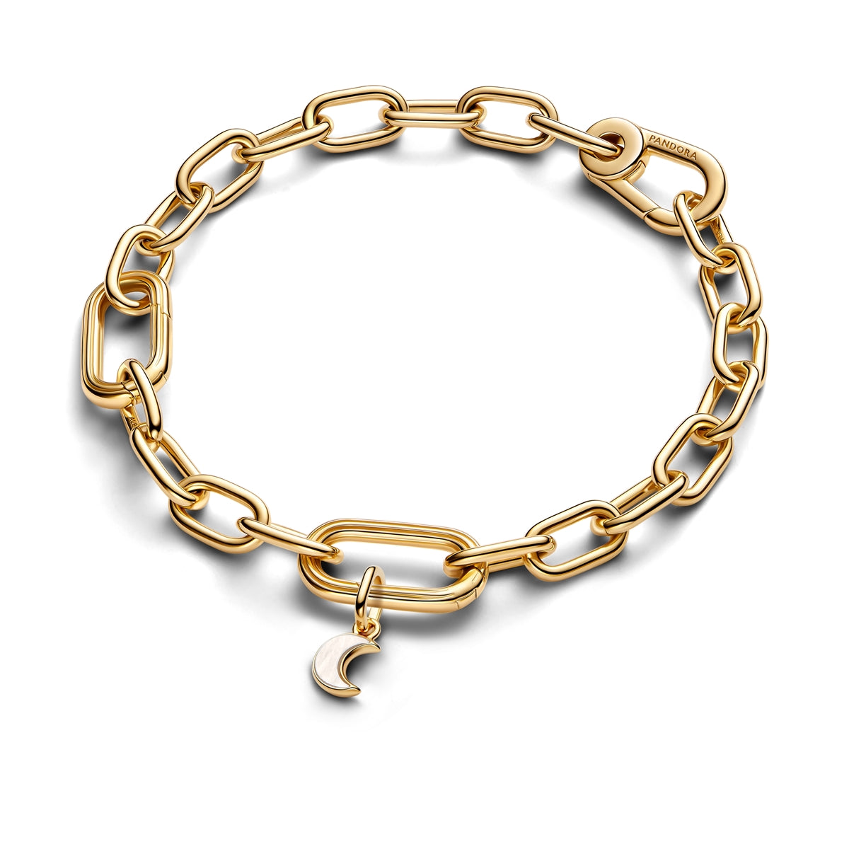 Pandora Gold White Crescent Moon Mini Dangle Charm