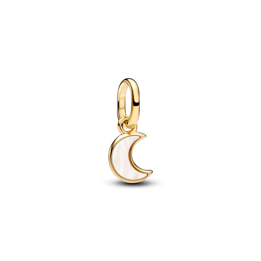 Pandora Gold White Crescent Moon Mini Dangle Charm