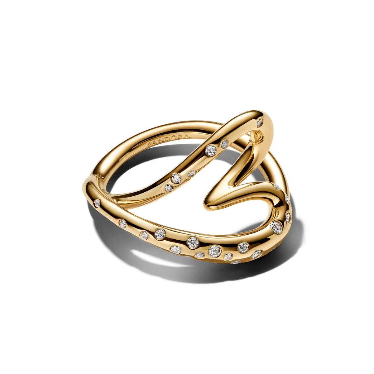 Pandora Gold Organically Shaped Stone-Set Heart Ring