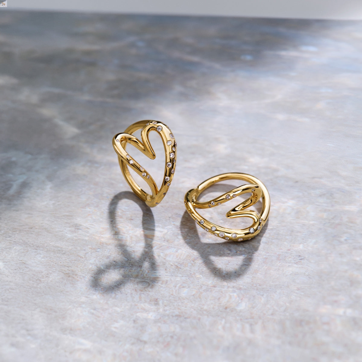 Pandora Gold Organically Shaped Stone-Set Heart Ring