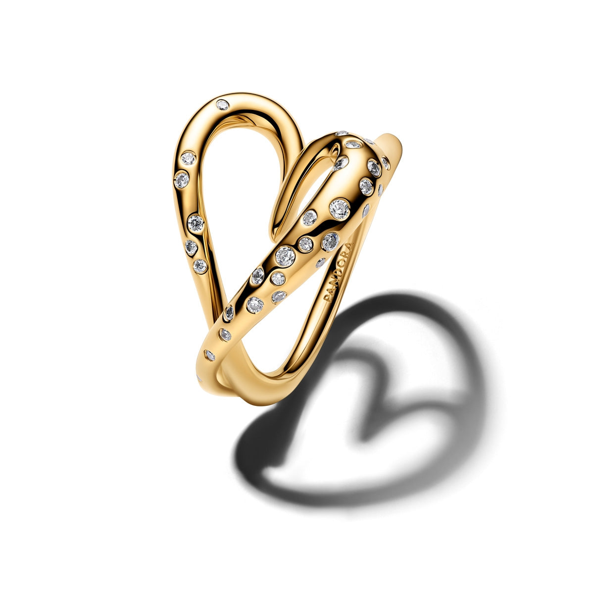Pandora Gold Organically Shaped Stone-Set Heart Ring