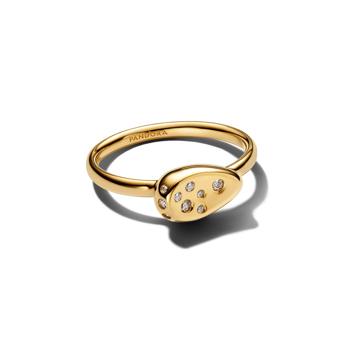 Pandora Gold Medium Stone-Set Oval Signet Ring