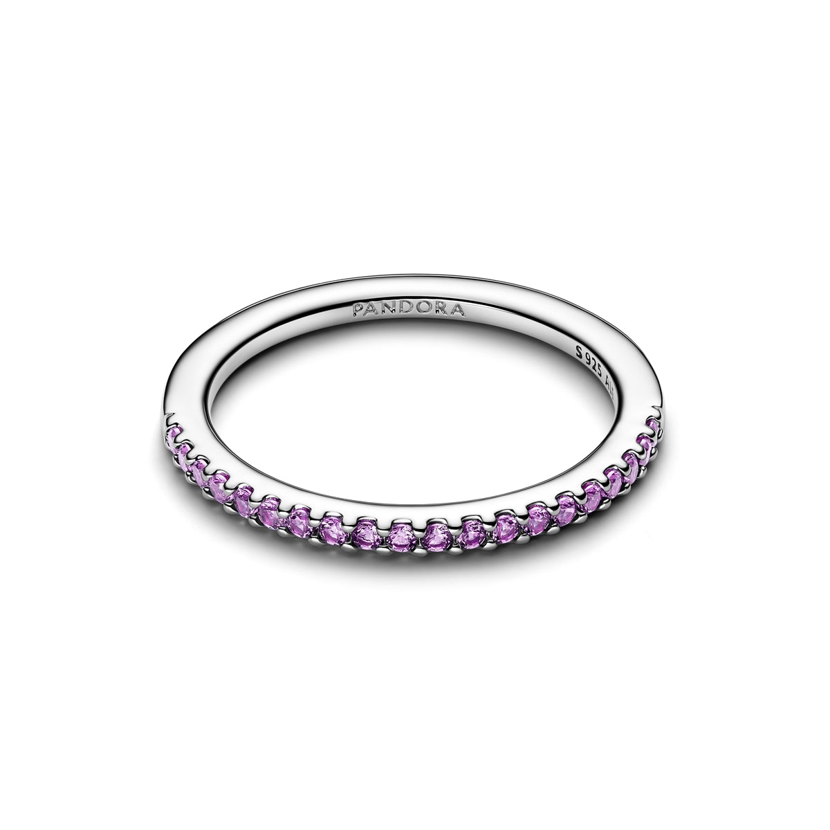 Pandora Silver Sparkling Purple Half-Eternity Band Ring