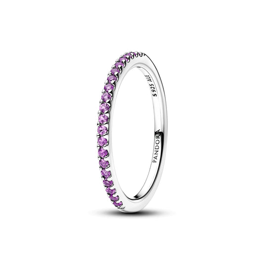 Pandora Silver Sparkling Purple Half-Eternity Band Ring