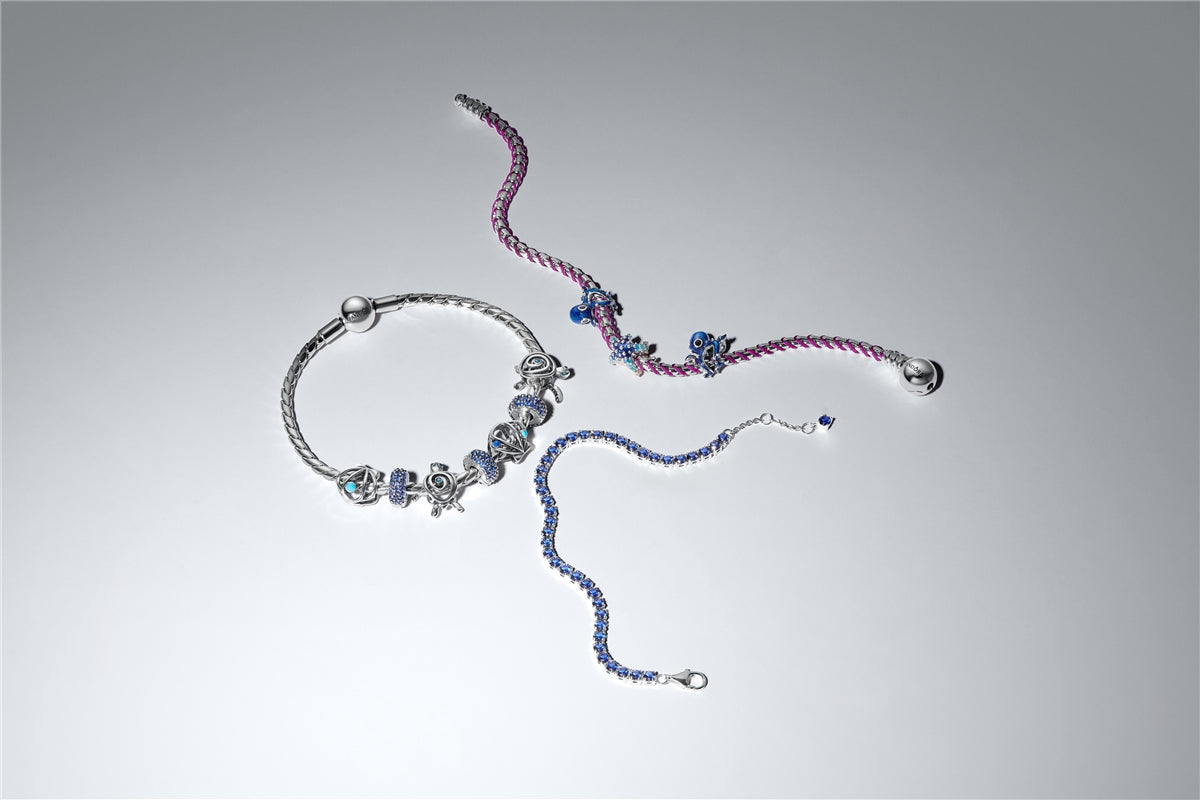 Pandora Silver Purple Cord Box Chain Bracelet