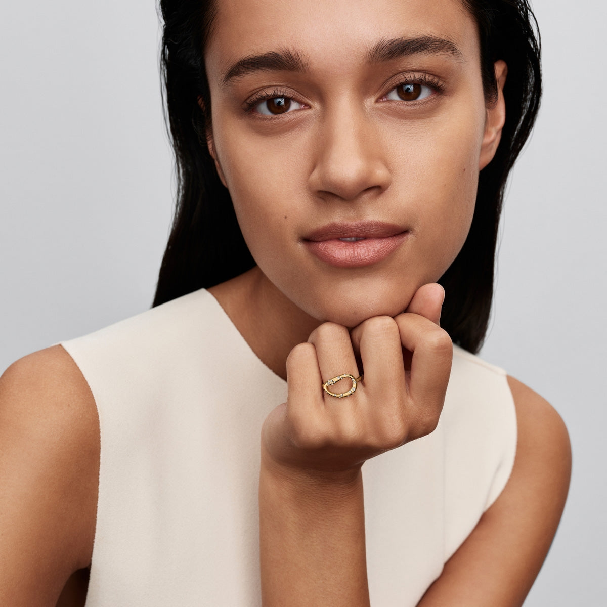 Pandora Gold Organically Shaped Stone-Set Statement Ring