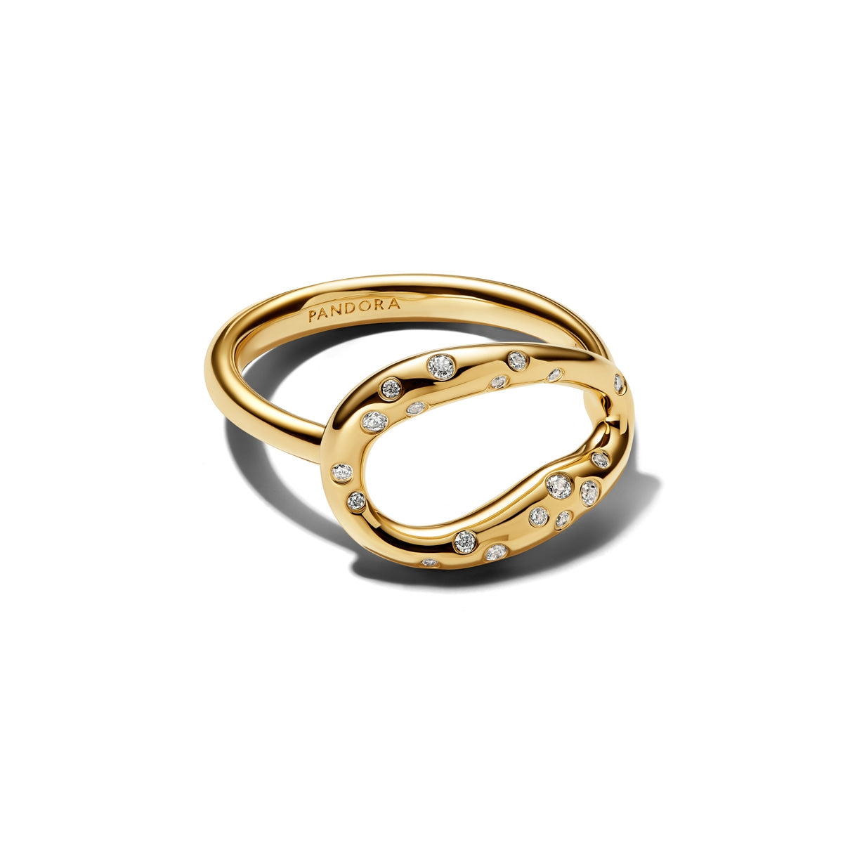 Pandora Gold Organically Shaped Stone-Set Statement Ring