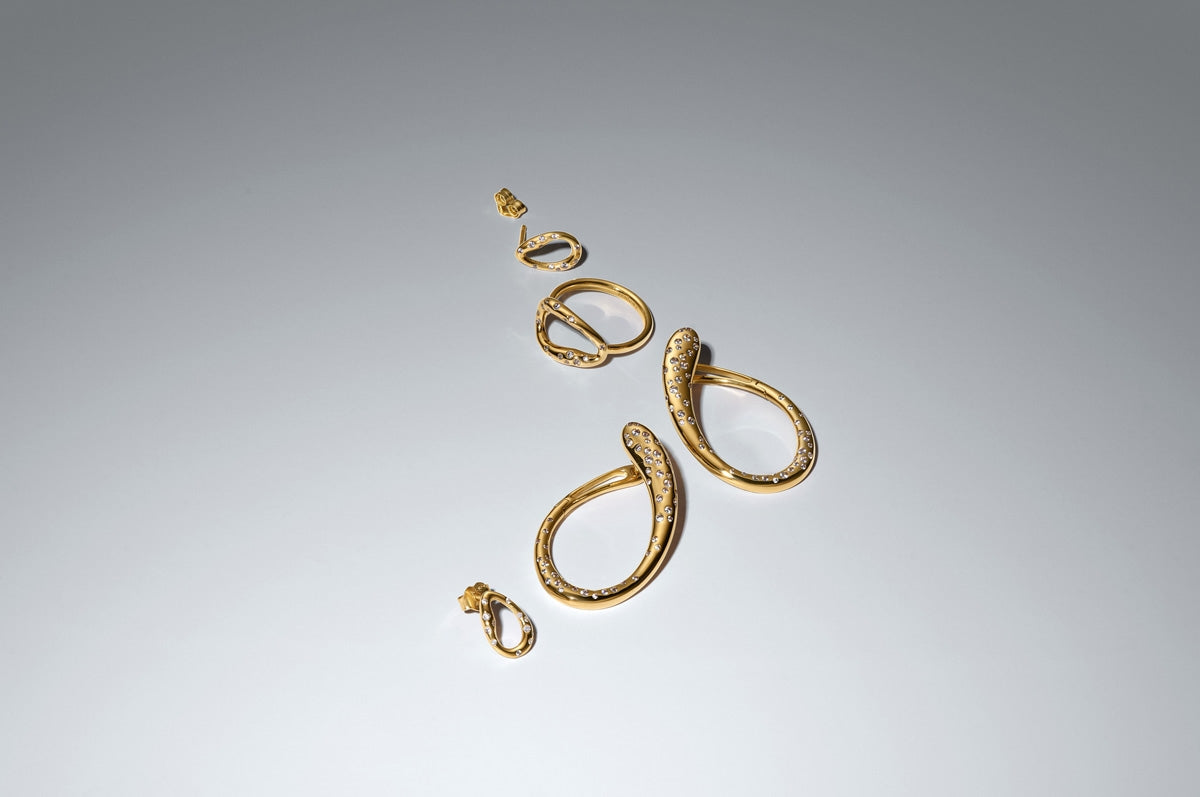 Pandora Gold Organically Shaped Stone-Set Statement Ring