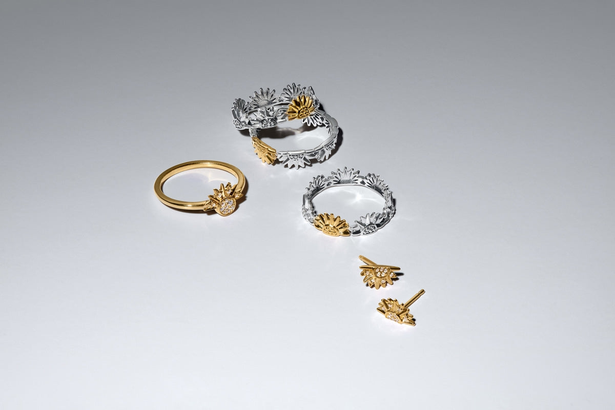 Pandora Sunflower Two-Tone Band Ring