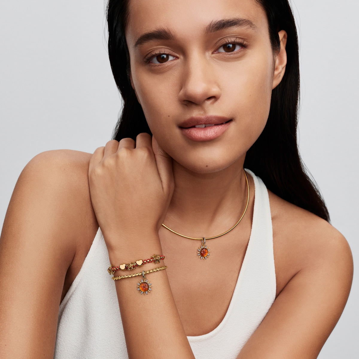 Pandora Gold Swirling Sun Two-Tone Dangle Charm