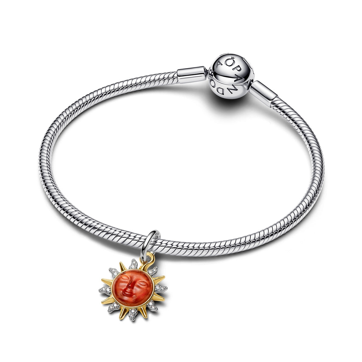 Pandora Gold Swirling Sun Two-Tone Dangle Charm