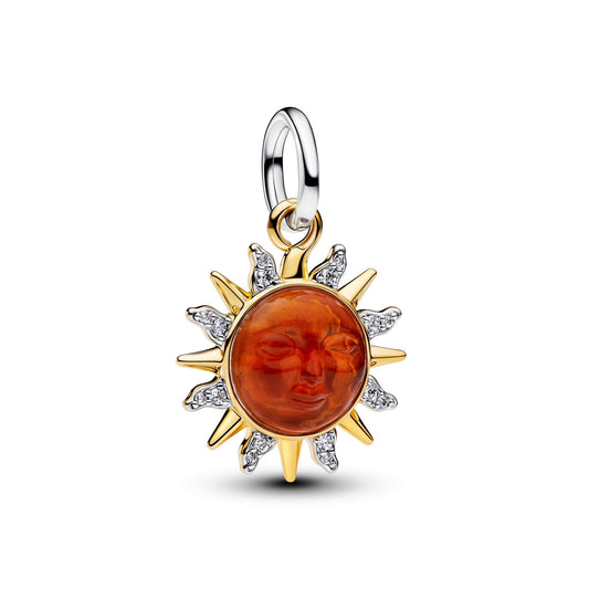 Pandora Gold Swirling Sun Two-Tone Dangle Charm