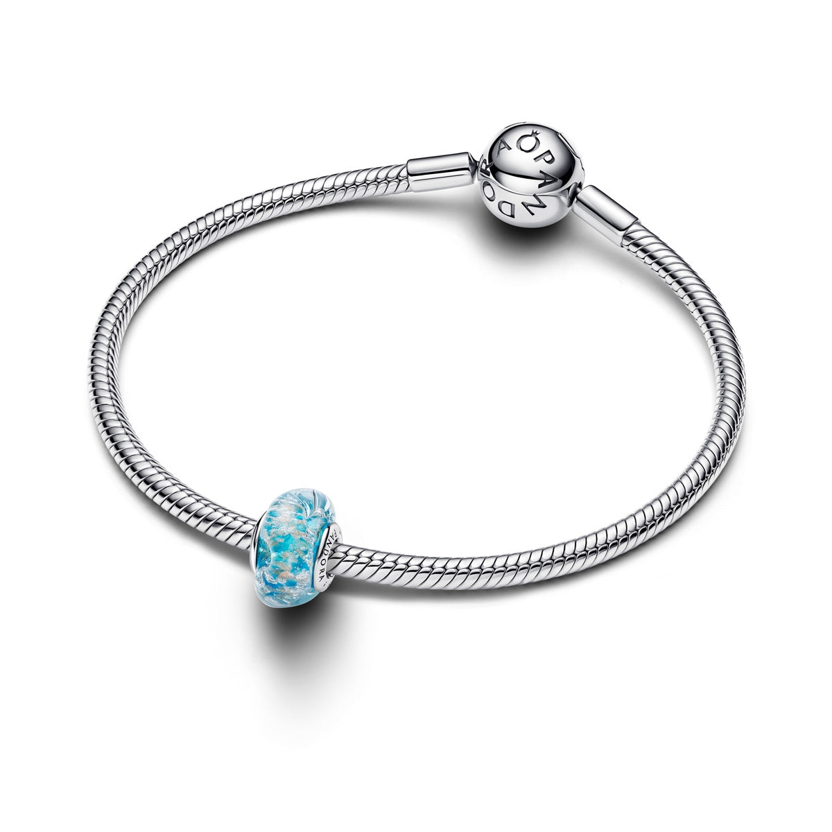 Pandora Silver Turquoise Murano Glass & Glitter Charm