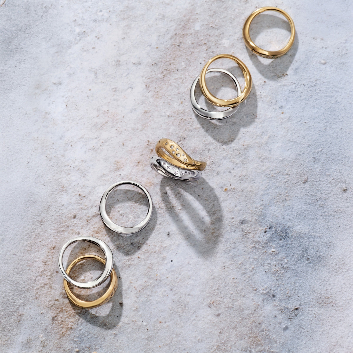 Pandora Organically Shaped Two-Tone Stacking Rings