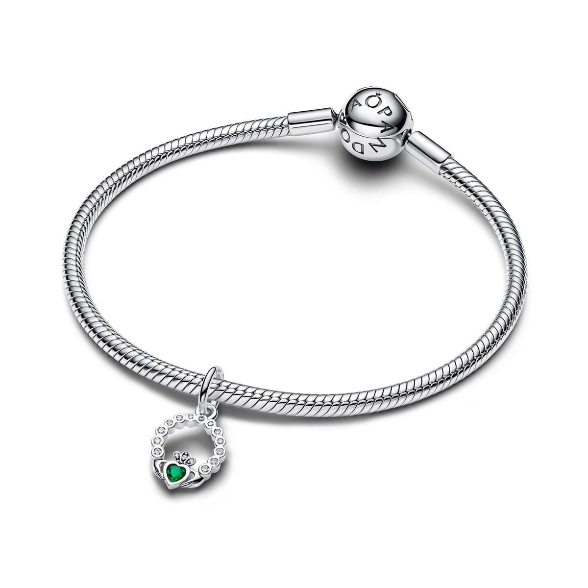 Pandora Silver Green Claddagh Charm