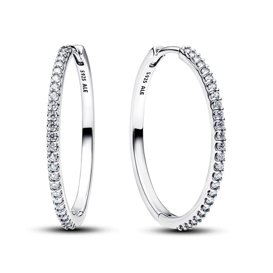 Pandora Silver Sparkling Hoop Earrings