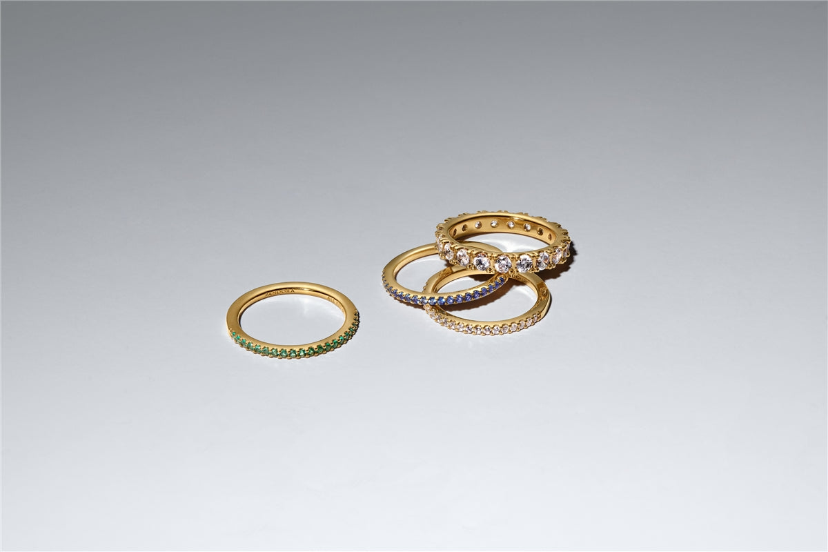 Pandora Gold Sparkling Green Half-Eternity Band Ring