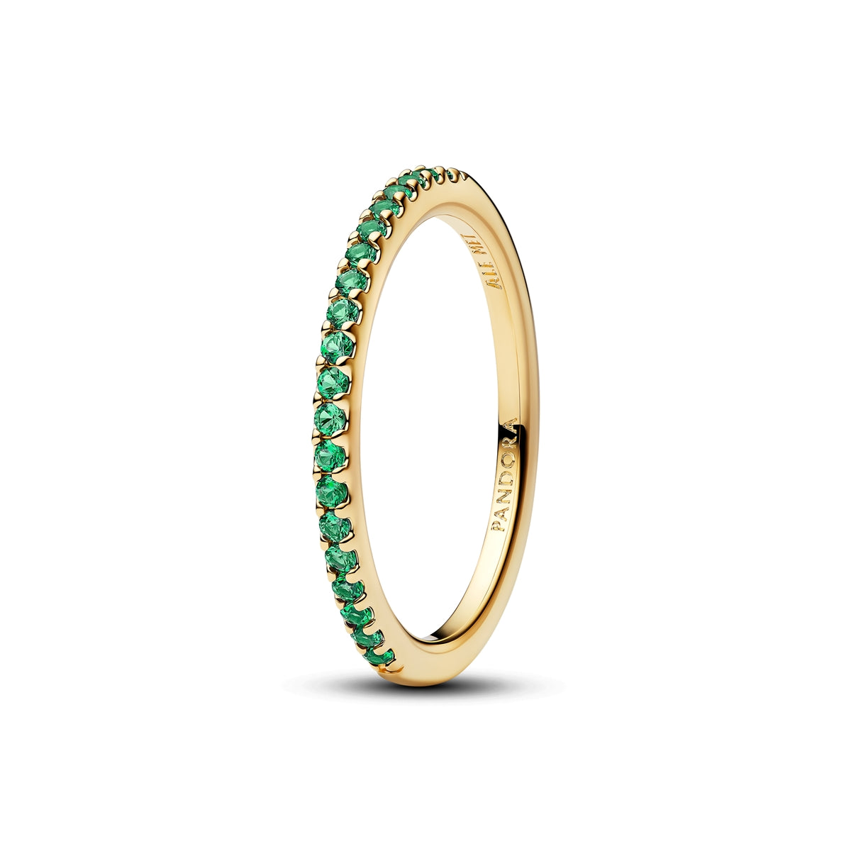 Pandora Gold Sparkling Green Half-Eternity Band Ring