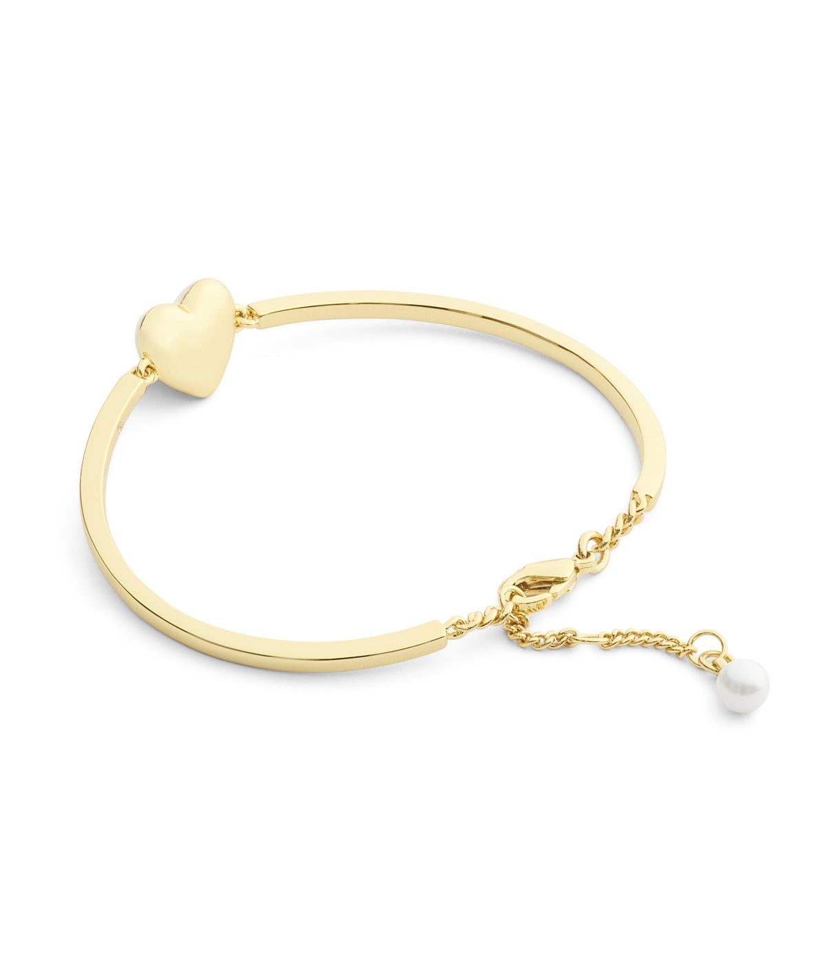 Coach Gold White Enamel Heart Cuff Bracelet