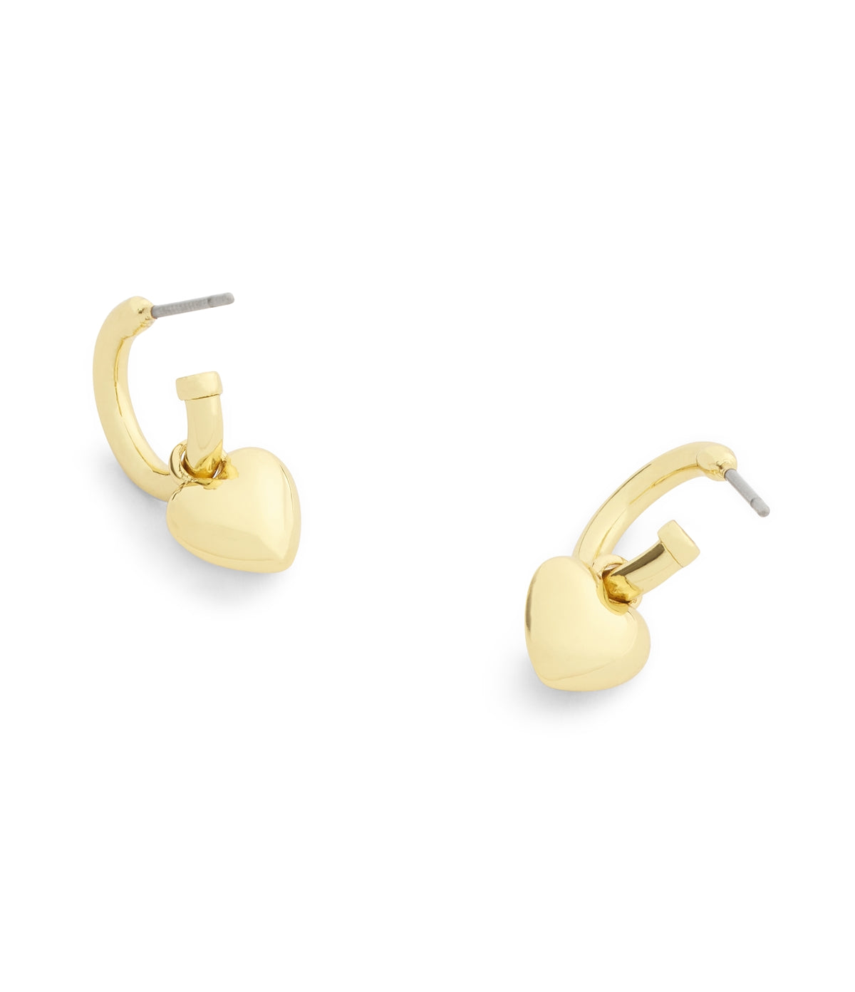 Coach Gold White Enamel Heart Huggie Earrings