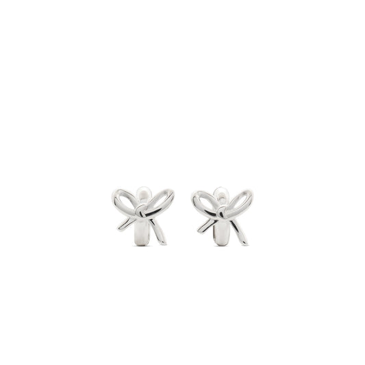 Kate Spade New York Silver Girlie Pearlie Bow Huggies
