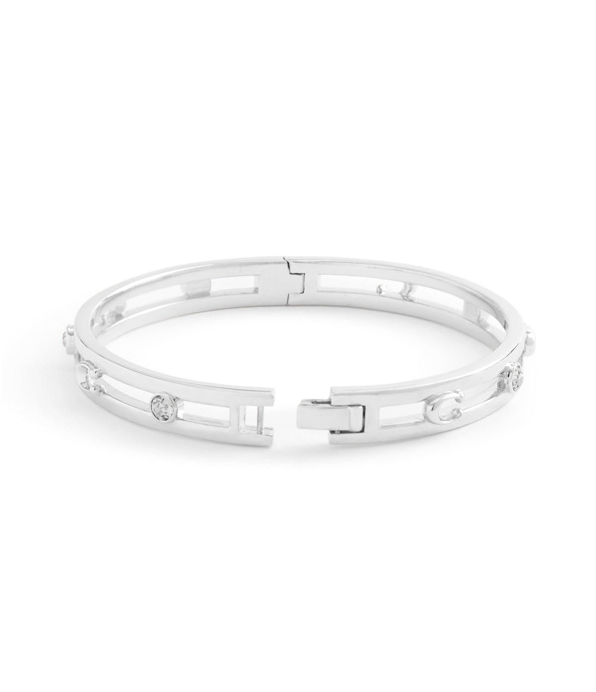 Coach Silver Open C Logo Hinged Bangle