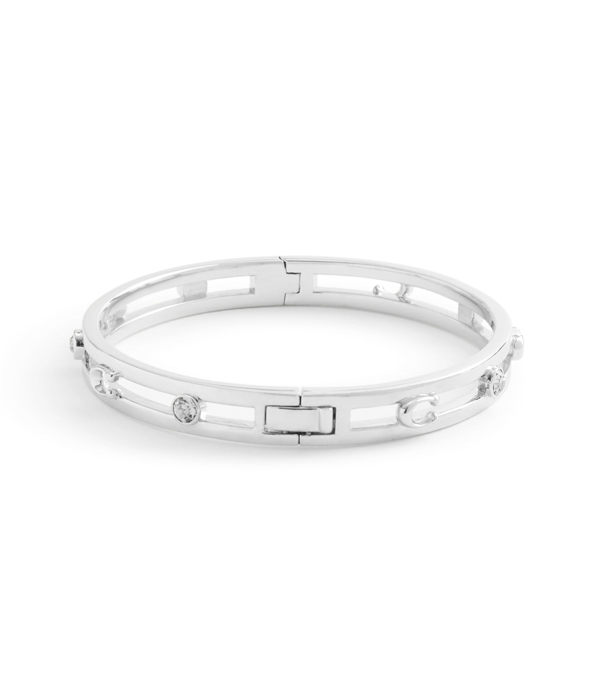 Coach Silver Open C Logo Hinged Bangle