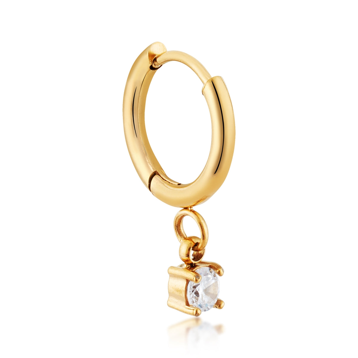 Over & Over Gold Stainless Steel CZ Drop Hoop & Stud Set