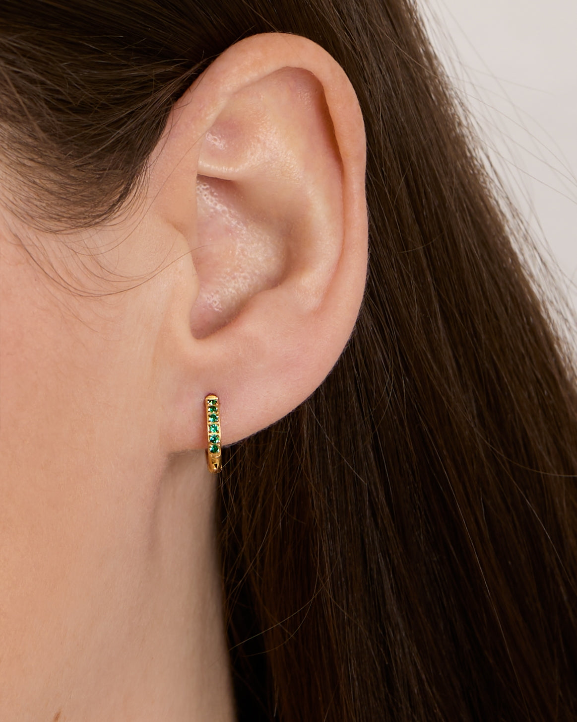 Over & Over Gold Stainless Steel Green CZ Stud & Hoop Set