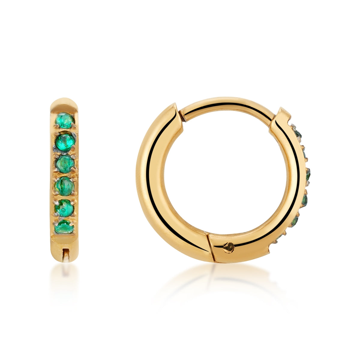 Over & Over Gold Stainless Steel Green CZ Stud & Hoop Set