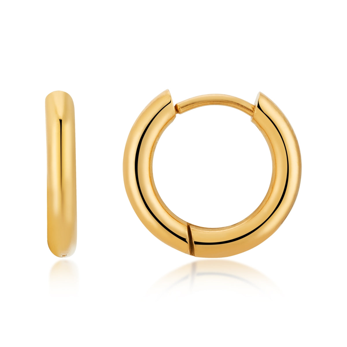 Over & Over Gold Stainless Steel Green CZ Stud & Hoop Set