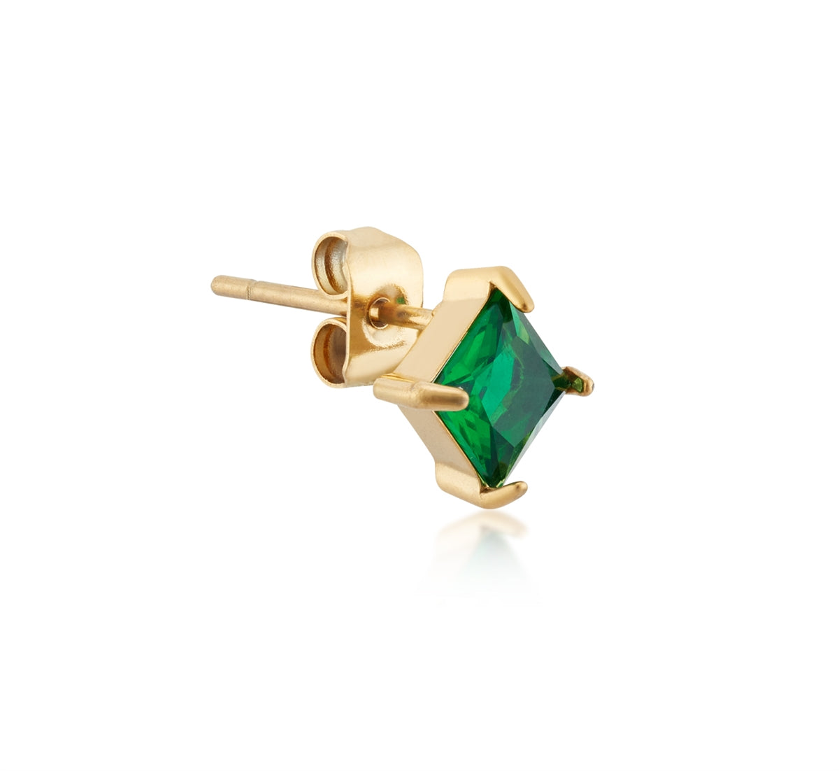 Over & Over Gold Stainless Steel Green CZ Stud & Hoop Set