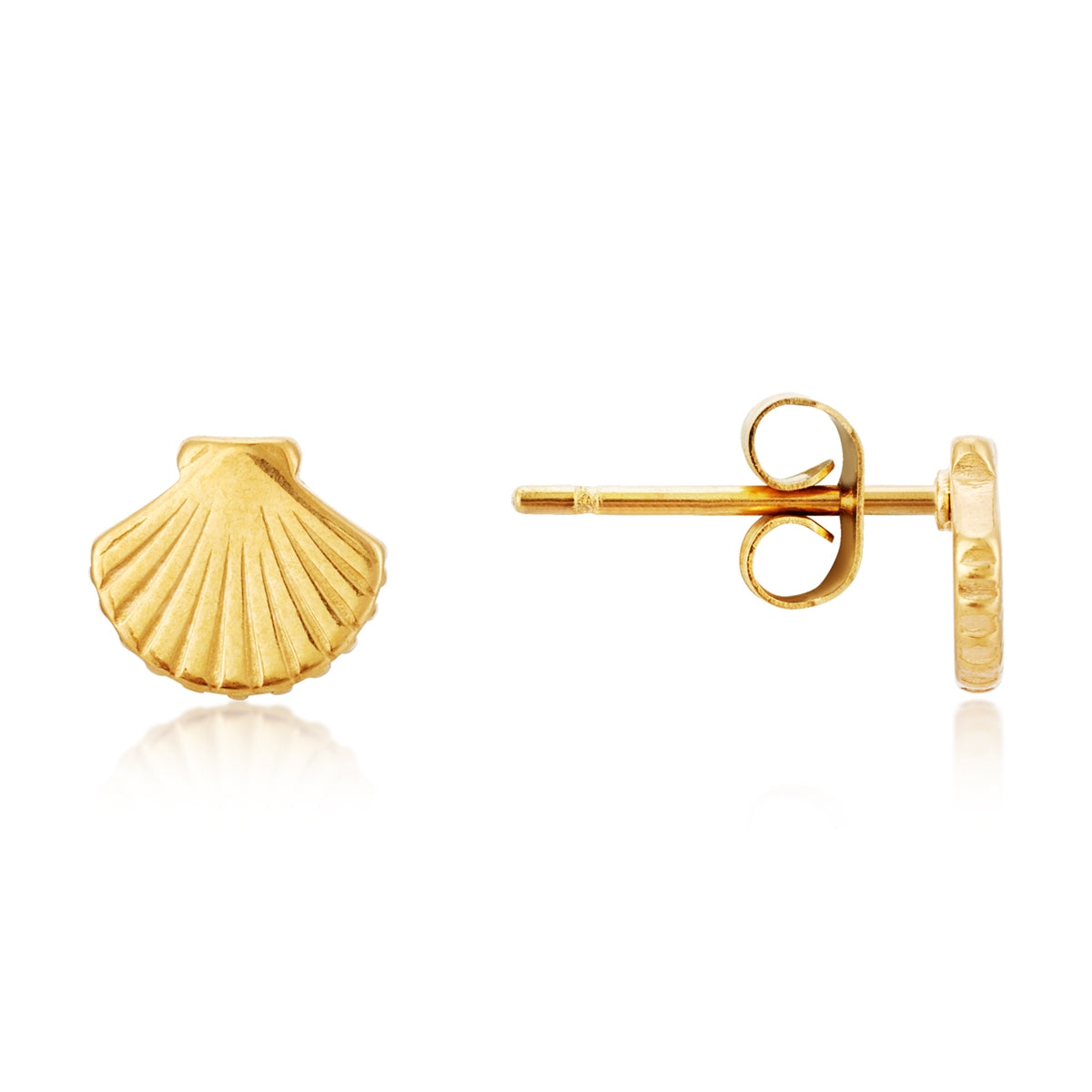 Over & Over Gold Stainless Steel Shell Stud & Hoop Set