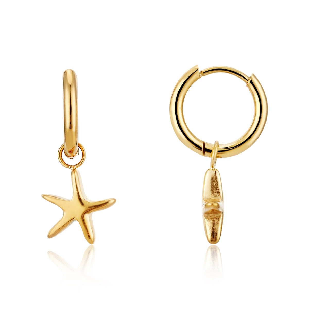 Over & Over Gold Stainless Steel Shell Stud & Hoop Set