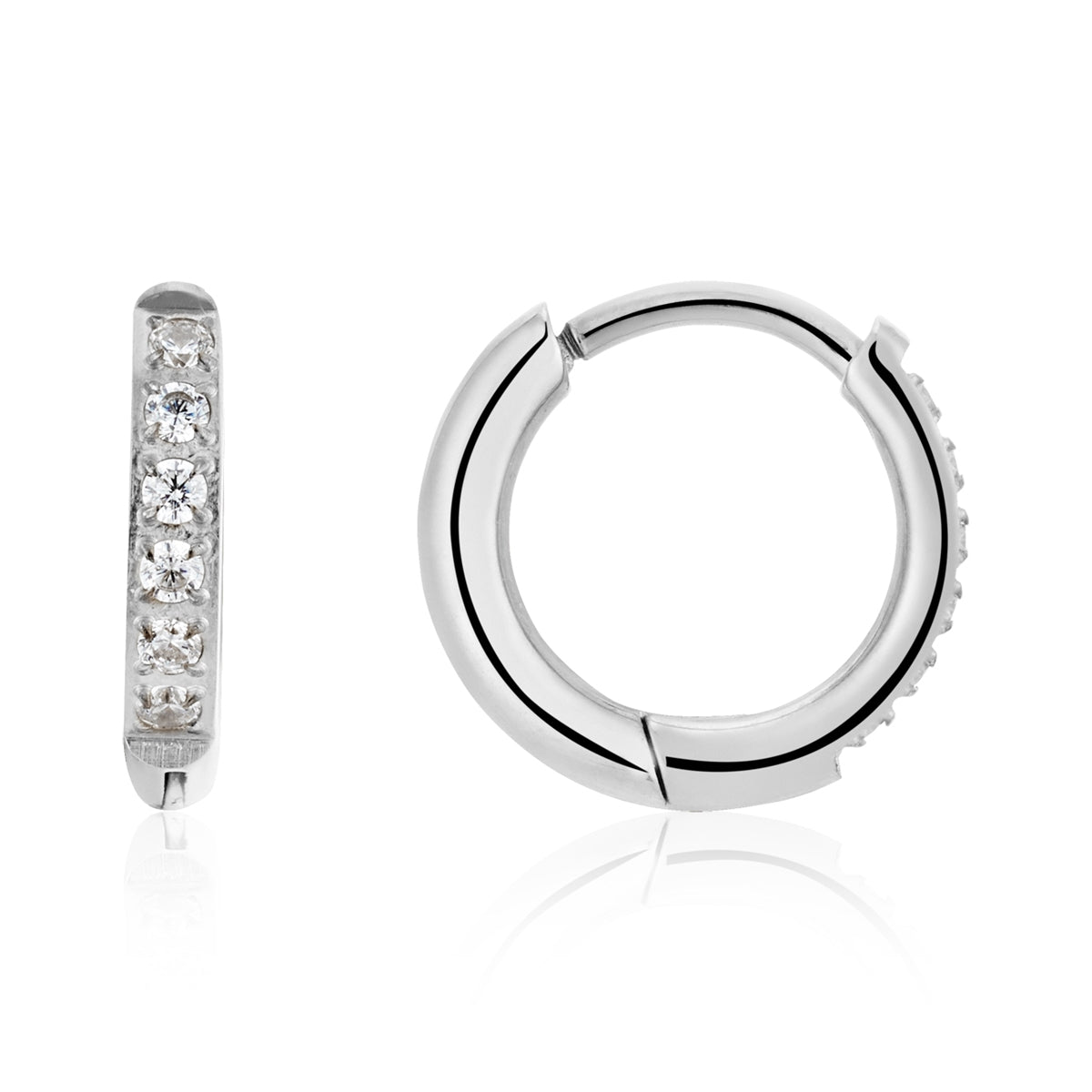 Over & Over Silver Stainless Steel CZ Drop Hoop & Stud Set