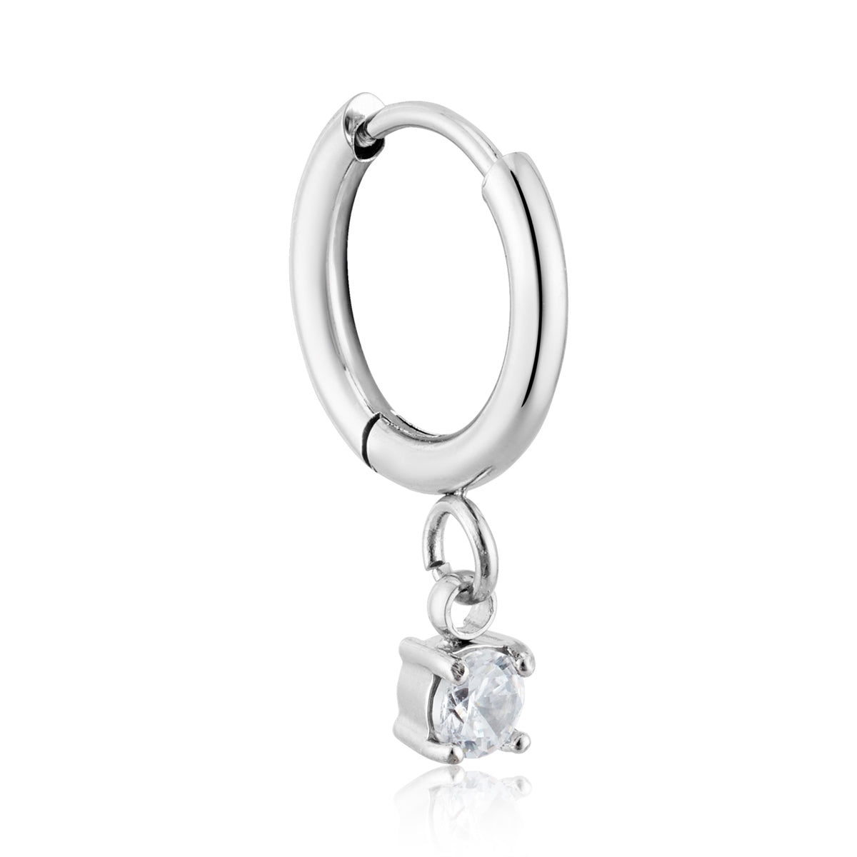 Over & Over Silver Stainless Steel CZ Drop Hoop & Stud Set