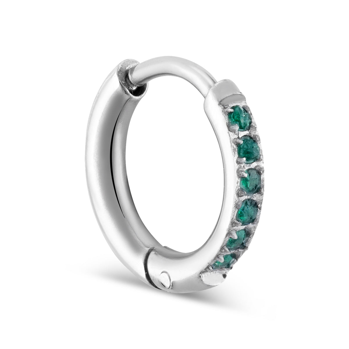 Over & Over Silver Stainless Steel Green CZ Stud & Hoop Set