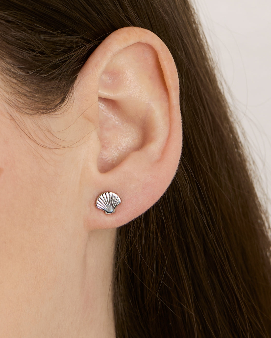 Over & Over Silver Stainless Steel Shell Stud & Hoop Set