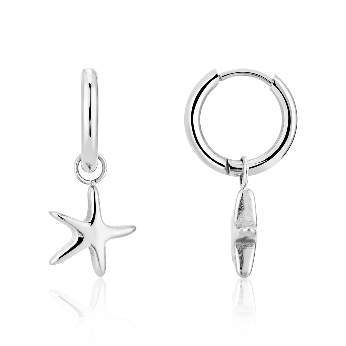 Over & Over Silver Stainless Steel Shell Stud & Hoop Set