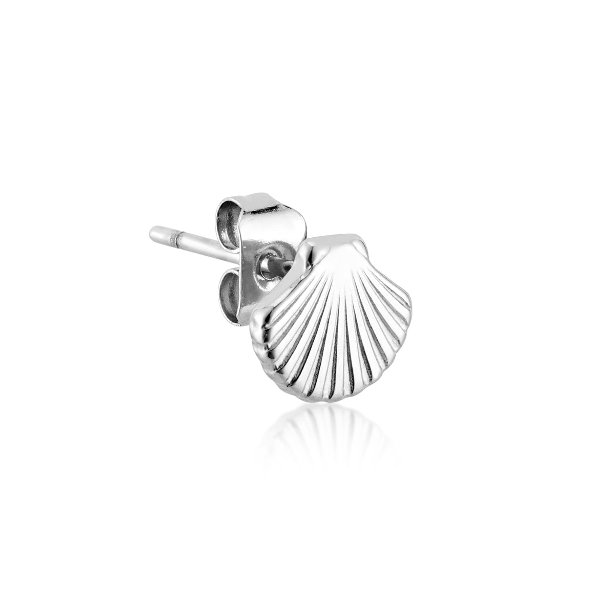 Over & Over Silver Stainless Steel Shell Stud & Hoop Set