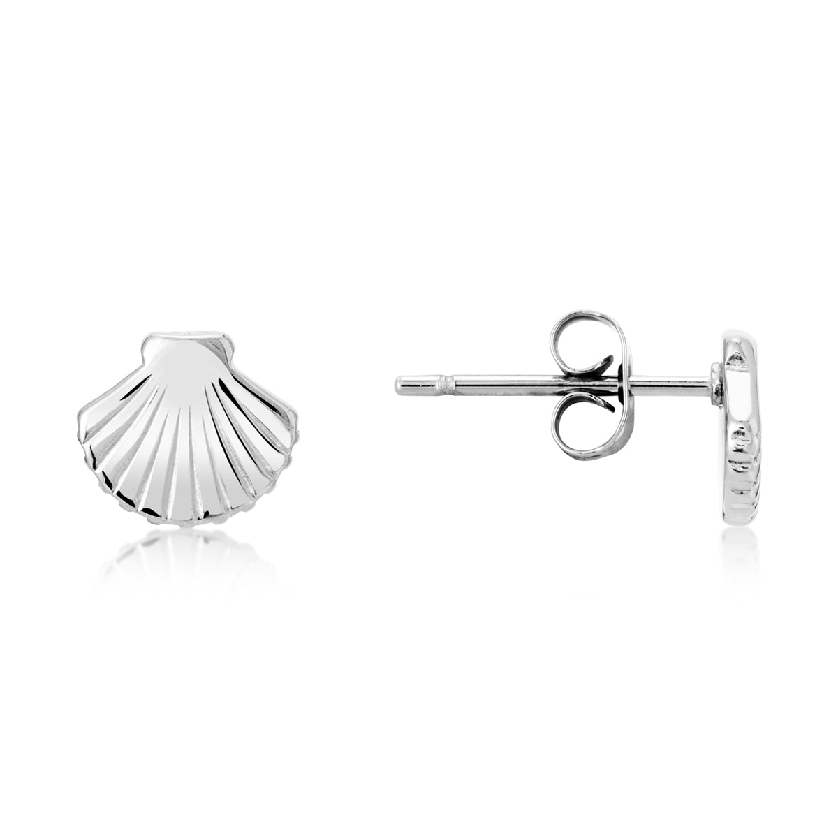 Over & Over Silver Stainless Steel Shell Stud & Hoop Set